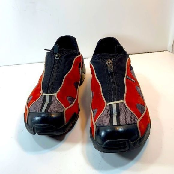 Ecco Shoes - Ecco women's receptor red suede zip up front sneaker casual shoe size 8